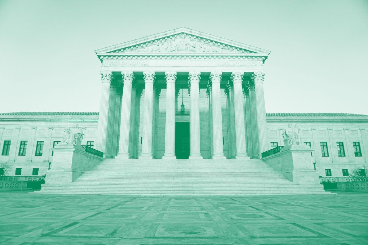 Photo of the Supreme Court with a green overlay.