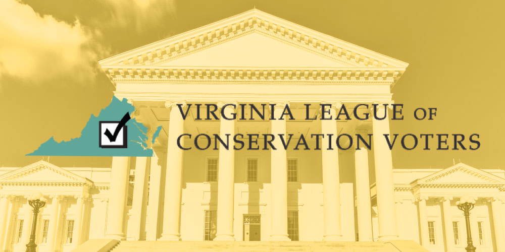 Virginia League of Conservation Voters logo shown over the Virginia Capitol building in Richmond.