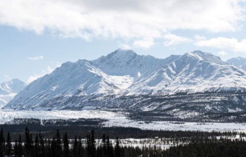 Snow-covered arctic mountain range