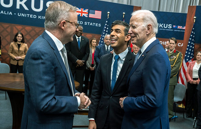 President Biden talking with the Prime Minister of Australia.