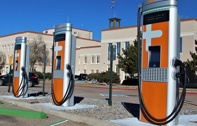 Electric vehicle charging stations in New Mexico.