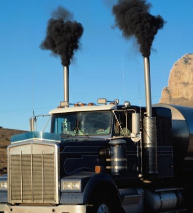 Black smog rising from a diesel truck