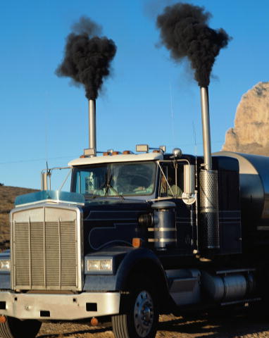 Black smog rising from a diesel truck