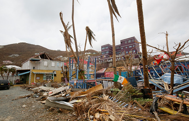 View of damage caused on by Hurricane Irma in Road Town, the capital of the British Virgin Islands.