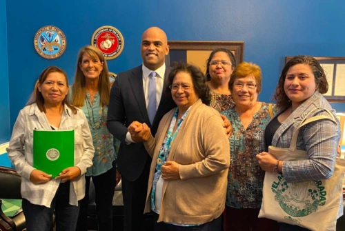 LCV staff from Chispa Texas and our partners meet with Representative Allred to talk about LNG