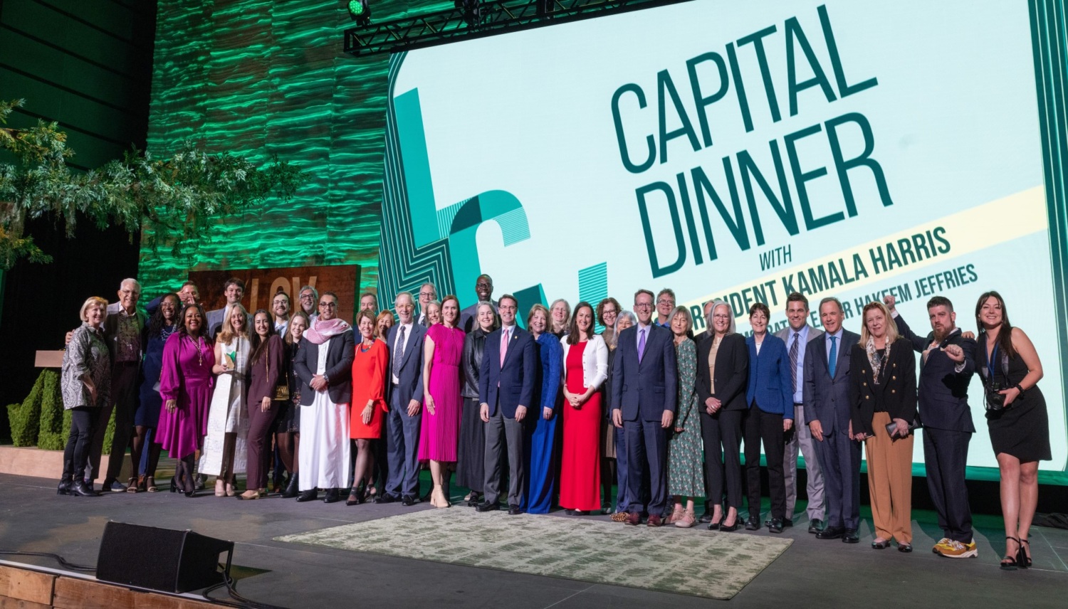 Group posing onstage at LCV's 2024 Capital Dinner