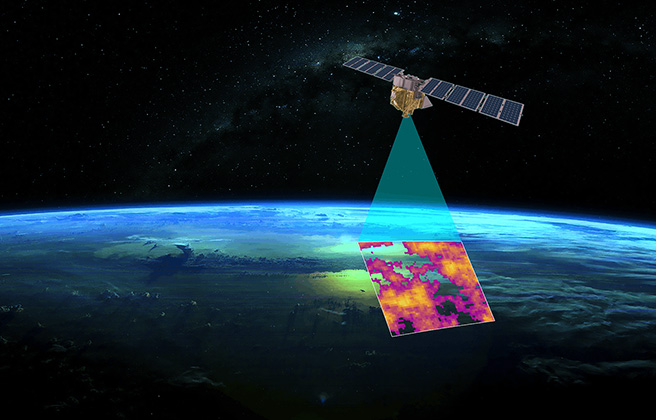 Rendering of a satellite that tracks methane on Earth.