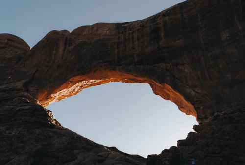 Closeup shot of a rock formation creating a hole.