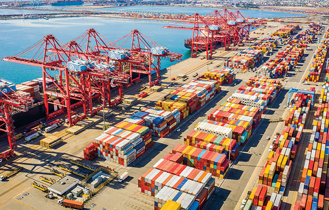 A U.S. shipping port in California.
