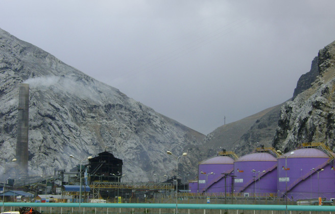 La Oroya, Peru showing pollution from an industrial plant.