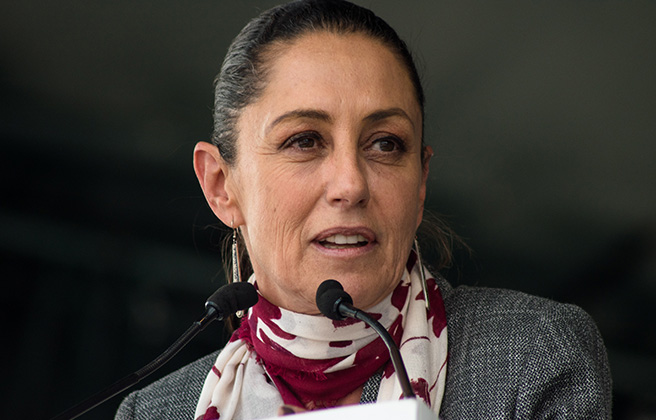 Claudia Sheinbaum speaking.
