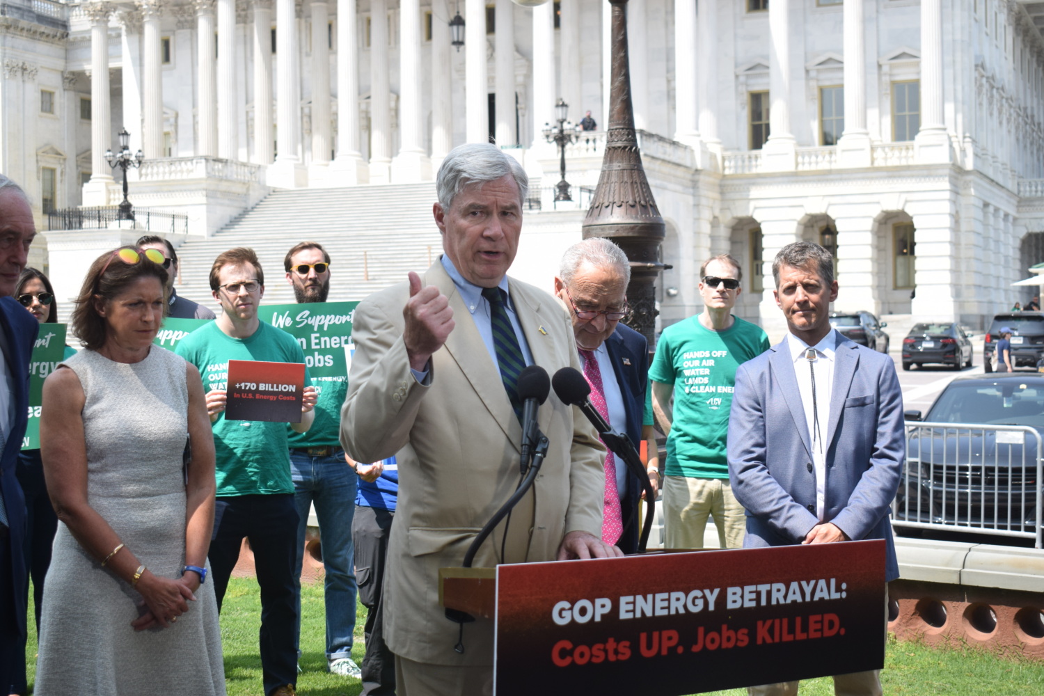 LCV staff and members of Congress stand in front of the U.S. Capitol.