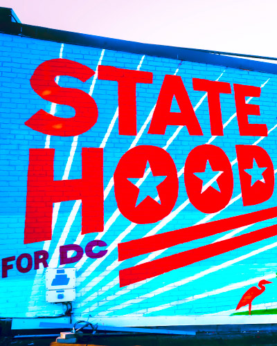 A mural calling for DC Statehood