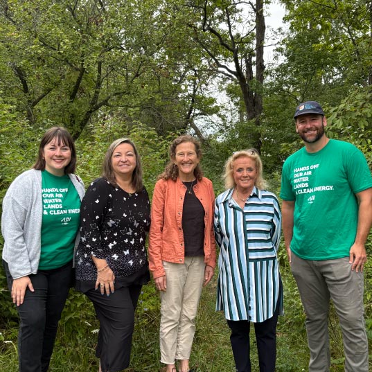 LCV and state league staff pose with Congresswoman Debbie Dingell at Michigan Public Lands event