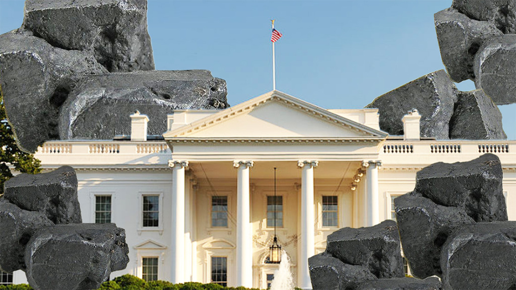 The White House surrounded by huge lumps of coal for being on the naughty list.
