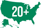 Icon of the United States with 20+ in the center